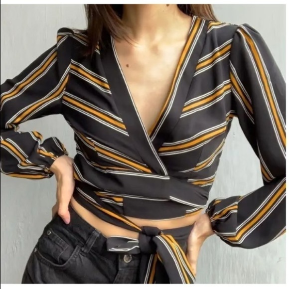 Forever 21 Striped Wrap Top - Picture 5 of 8